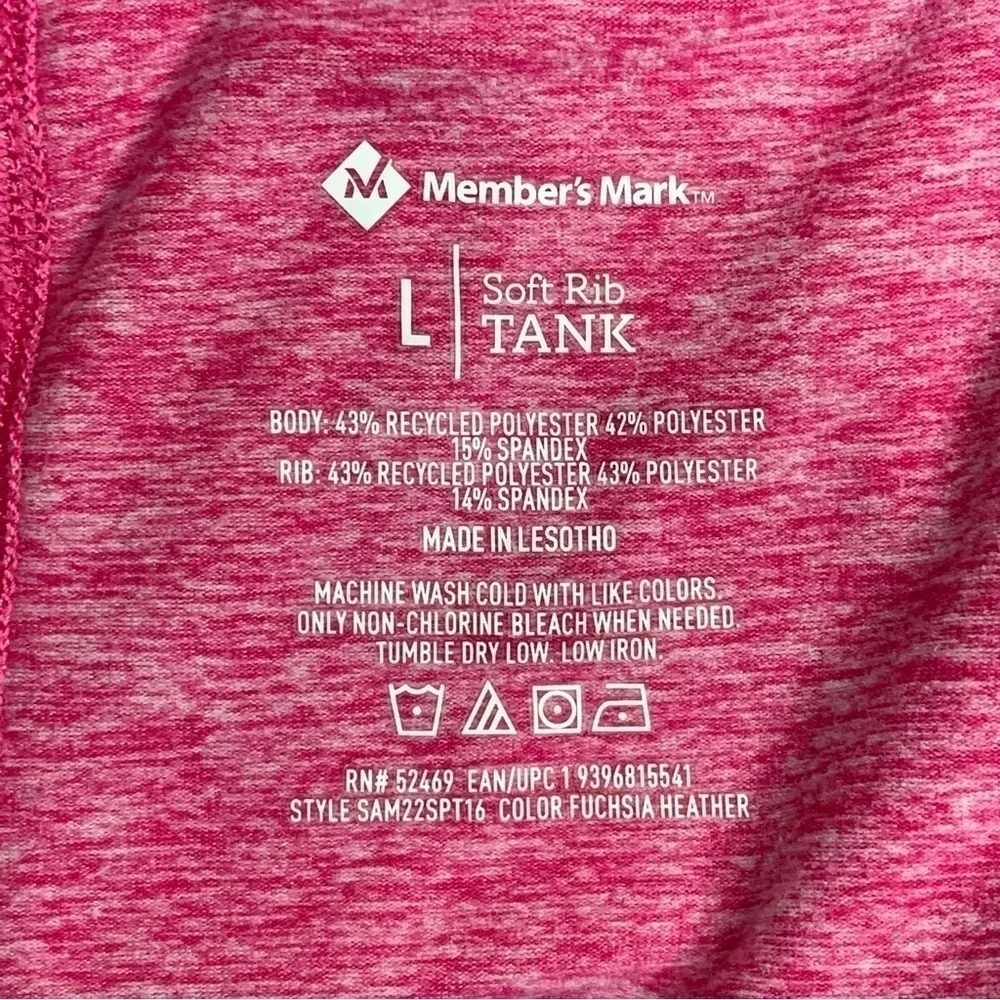 Large Pink Cropped Athletic Fit Tank Sleeveless Stretch Members Mark Activewear